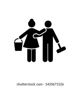 Cleaning, man, woman, volunteer icon. Element of volunteer pictogram icon