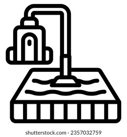 Cleaning mattress with vacuum cleaner line icon, cleaning concept, bed hoovering vector sign on white background, outline style icon for mobile concept and web design. Vector graphics