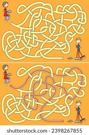 Cleaning maze for kids with a solution