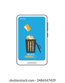 Handy reinigen, aus Mülleimer Dateien Stock Illustration