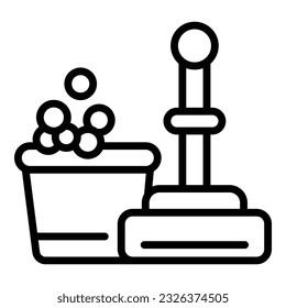 Cleaning mop bucket icon outline vector. Home service. Cleanup company
