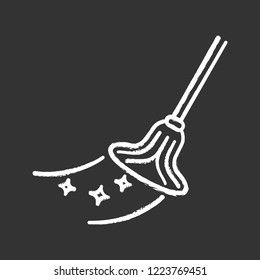 Cleaning mop chalk icon. Mopping floor. Isolated vector chalkboard illustration