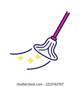 Cleaning mop color icon. Mopping floor. Isolated vector illustration