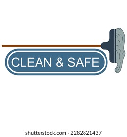 Cleaning mop with flat design font.