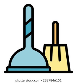 Cleaning mop icon outline vector. Clean floor. Cleaner bucket color flat