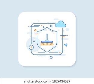Cleaning mop line icon. Abstract vector button. Sweep or Wash a floor symbol. Washing Housekeeping equipment sign. Cleaning mop line icon. Protect shield concept. Vector
