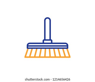Cleaning mop line icon. Sweep or Wash a floor symbol. Washing Housekeeping equipment sign. Colorful outline concept. Blue and orange thin line color icon. Cleaning mop Vector