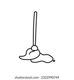 Cleaning mop line icon. Vector illustration on white background.
