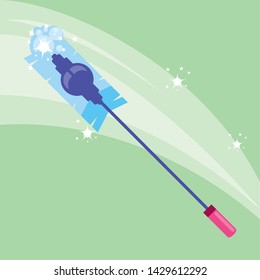 cleaning mop over green background design