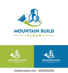 Cleaning Mount Home Creative Concept Logo Design Template