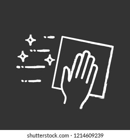 Cleaning napkin chalk icon. Windows cleaning cloth. Surface wiping, disinfection. Isolated vector chalkboard illustration