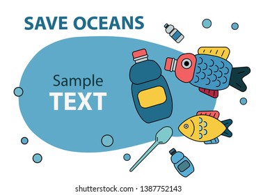 Cleaning up the ocean concept. Effects of ocean pollution vector illustration. Plastic free, keep the sea vector illustration.