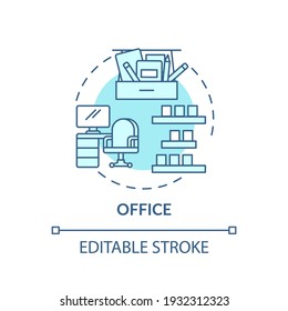 Cleaning In Office Concept Icon. Cleaning-out Company Idea Thin Line Illustration. Regularly Scheduled Tidying. Keeping Room Clean And Tidy. Vector Isolated Outline RGB Color Drawing. Editable Stroke