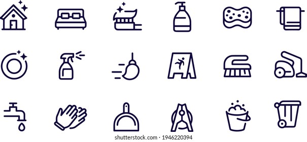 Cleaning Outline Icons Editable Stroke vector design 