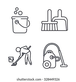 Cleaning outlines vector icons