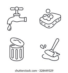 Cleaning outlines vector icons