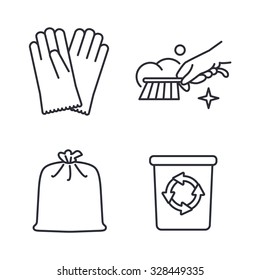 Cleaning outlines vector icons