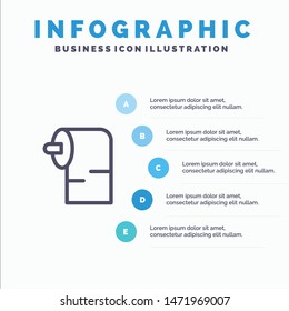 Cleaning, Paper, Tissue Line icon with 5 steps presentation infographics Background