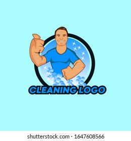cleaning people mascot logo vector