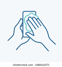 Cleaning Phone With Wet Wipe, Vector Icon