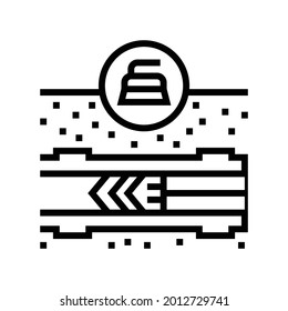 Pinienfernrohrbau-Technologie Linie Symbol Vektorgrafik. technisches Zeichen für die Reinigung von Rohrleitungen. isoliertes Kontursymbol