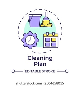 Cleaning plan multi color concept icon. Schedule planner, calendar. Housekeeping service. Round shape line illustration. Abstract idea. Graphic design. Easy to use in infographic, presentation