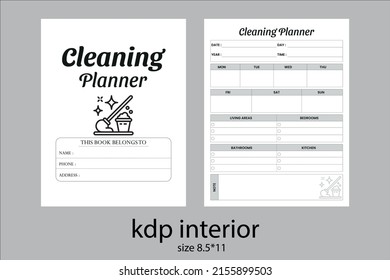 cleaning planner kdp interior template. Cleaning Planner Design. Minimalist planner pages templates