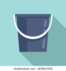Cleaning Plastic Bucket Icon. Flat Illustration Of Cleaning Plastic Bucket Vector Icon For Web Design
