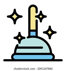 Cleaning with plunger icon. Outline cleaning with plunger vector icon color flat isolated
