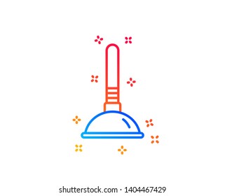 Cleaning plunger line icon. Ð¡leaning of pipe clogs symbol. Housekeeping equipment sign. Gradient design elements. Linear plunger icon. Random shapes. Vector