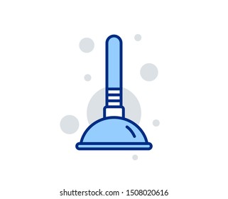Cleaning plunger line icon. Cleaning of pipe clogs symbol. Housekeeping equipment sign. Linear design sign. Colorful plunger icon. Vector