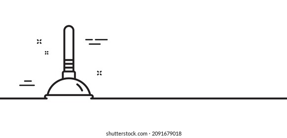 Cleaning plunger line icon. Cleaning of pipe clogs symbol. Housekeeping equipment sign. Minimal line illustration background. Plunger line icon pattern banner. White web template concept. Vector