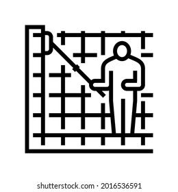 vector de icono de línea de paredes del grupo de limpieza. signo de limpieza de muros de piscina. símbolo de contorno aislado ilustración negra