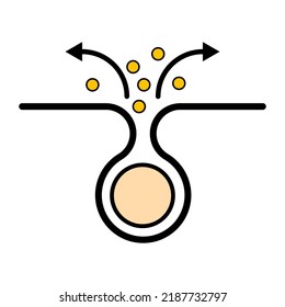 Cleaning pore icon, blackhead dermatology skin problem, acne skincare problem symbol vector illustration .