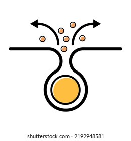 Cleaning pore icon, blackhead dermatology skin problem, acne skincare problem symbol vector illustration .