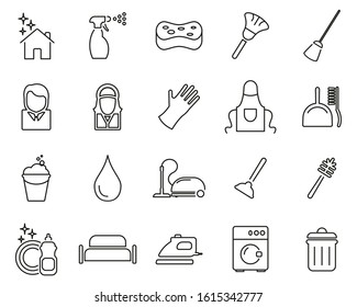 Cleaning Product & Equipment Icons Thin Line Set Big