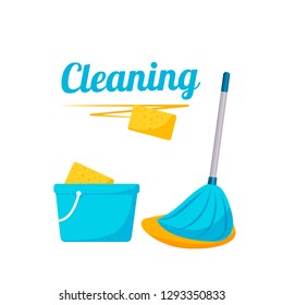cleaning products and consumables for cleaning. Vector illustration