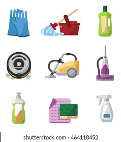 Cleaning products Flat icons
