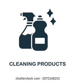 Icono de Productos de limpieza. Signo monocromo de la colección de limpieza. Ilustración de icono de Creative Cleaning Products para diseño web, infografías y más