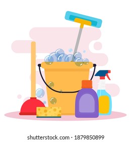 Cleaning products image in white blackboard - Vector