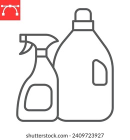 Cleaning products line icon, grocery store and household chemical, washing gel vector icon, vector graphics, editable stroke outline sign, eps 10.