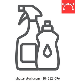 Cleaning Products Line Icon, Hygiene And Chemical, Household Cleaner Products Sign Vector Graphics, Editable Stroke Linear Icon, Eps 10