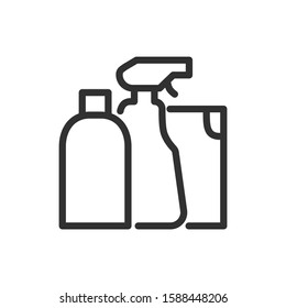 cleaning products, linear icon. Editable stroke