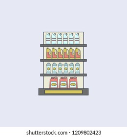 cleaning products on shelves colored outline icon. One of the collection icons for websites, web design, mobile app
