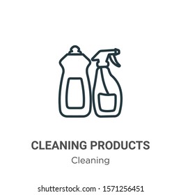 Cleaning products outline vector icon. Thin line black cleaning products icon, flat vector simple element illustration from editable cleaning concept isolated on white background
