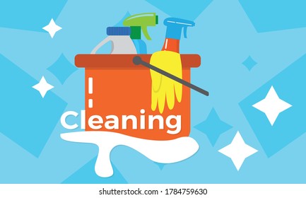 Cleaning products poster. Hygiene and cleaning poster - Vector