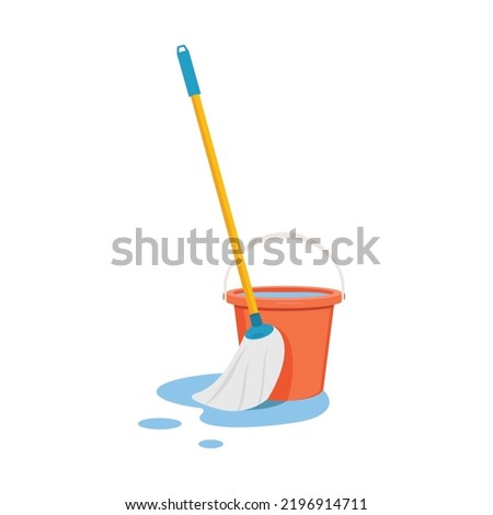 Cleaning products and supplies. Mop and bucket cleaning icon