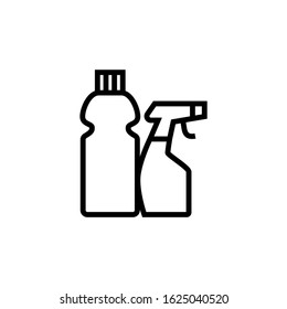 Cleaning products vector icon in outline, linear style isolated on white background