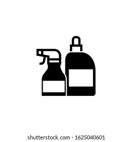 Cleaning products vector icon in outline, black flat shape on white background