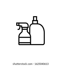 Cleaning products vector icon in outline, linear style isolated on white background